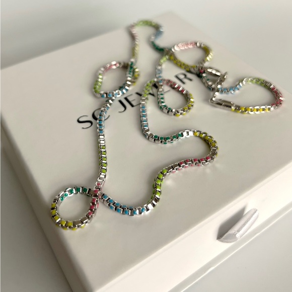 Colorful Chain Necklace Platinum Plated Luxury Jewelry - Picture 2 of 9